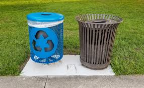 trash and recycling bins
